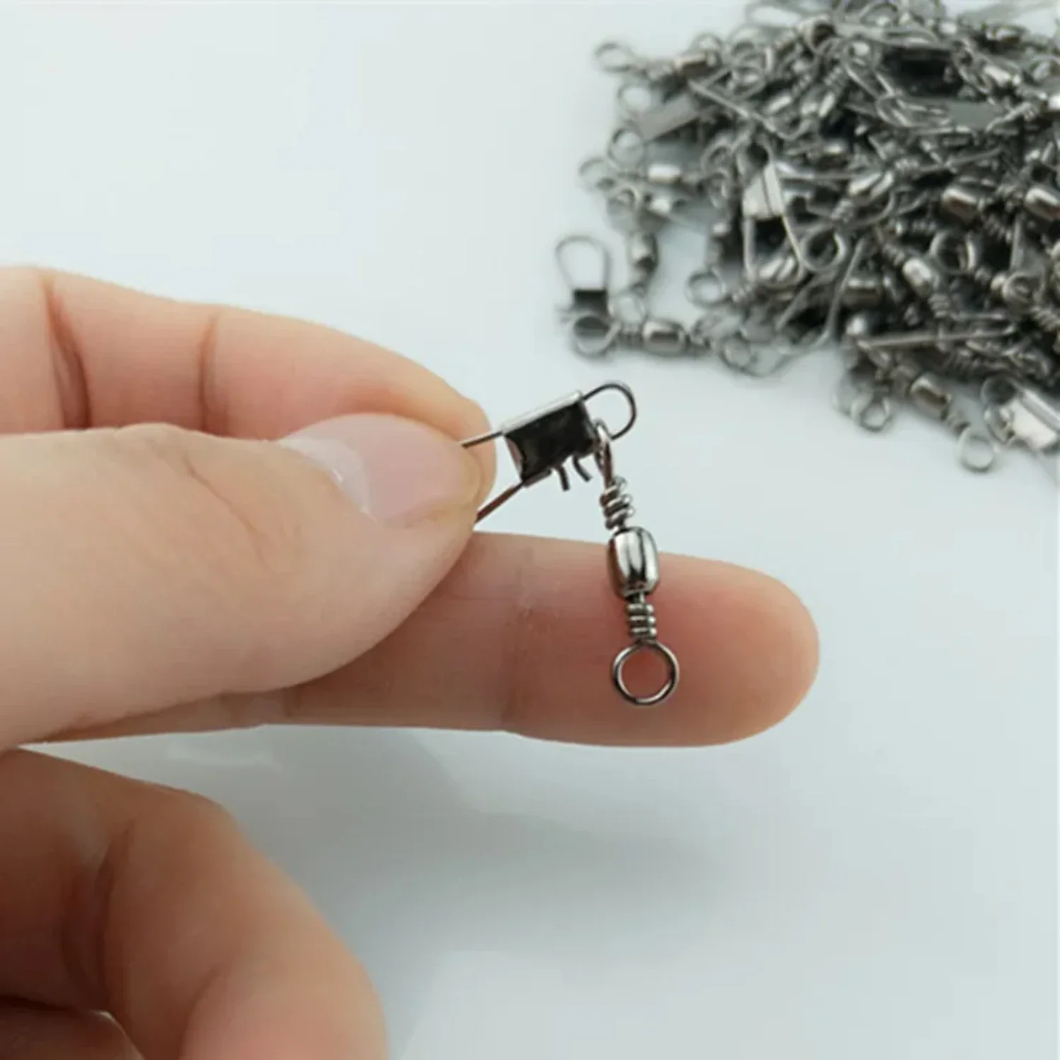 60pcs/box Fishing Swivels Interlock SnapTackles Winter Metal Lure Fish Carp Connector Copper Carabiners Gear Accessories Tools