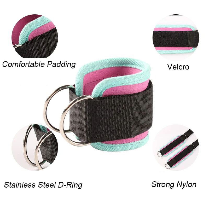 Ankle Straps for Cable Machines, Leg Exercises, Double D-Ring Cuffs, Gym Workouts, Glutes Strength, Sport Safety, 1Pc