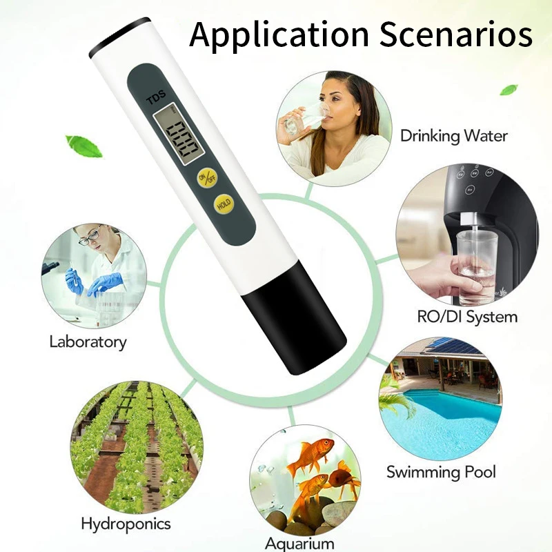TDS Meter Digital Water Tester 0-9990ppm Drinking Water Quality Analyzer Monitor Filter Rapid Test Aquarium Hydroponics Pools