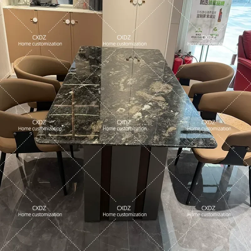 Bright Galaxy Pure Natural Luxury Stone Dining Table High-end Bieno Light Luxury Modern Simple Marble Home Dining Table and