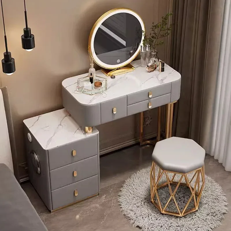 Nordic Mirror Dressing Table Storage Stool Luxury Console Bedside Vanity Dressing Table Desk Toaletka Z Lustrem Home Furniture