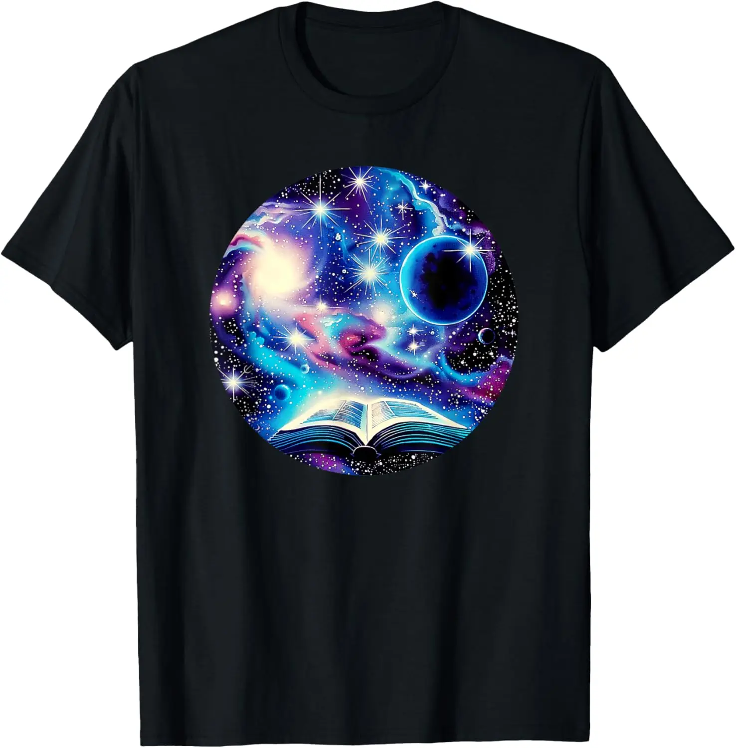 

Book Galaxy Star Stars Pattern Print T-Shirt