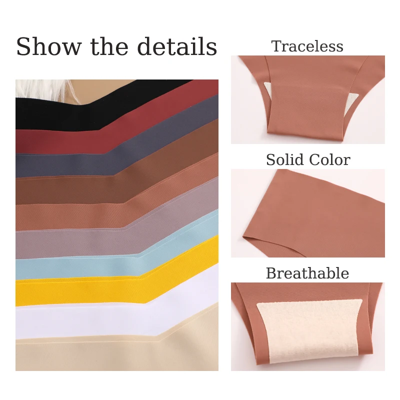 4 قطعة/المجموعة المرأة مثير لا أثر الخامس الخصر ملخصات سلس بلون الحرير الجليد سراويل الإناث تنفس العشير الملابس الداخلية S-XL