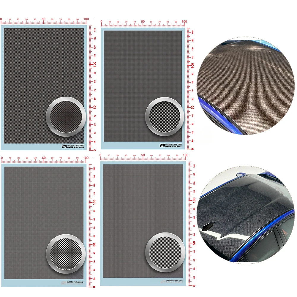 Universal 1/12 1/24 A6 Carbon Fibre Pattern Decal (Net Shape) Model Kit Water Slide Decal for Model Car