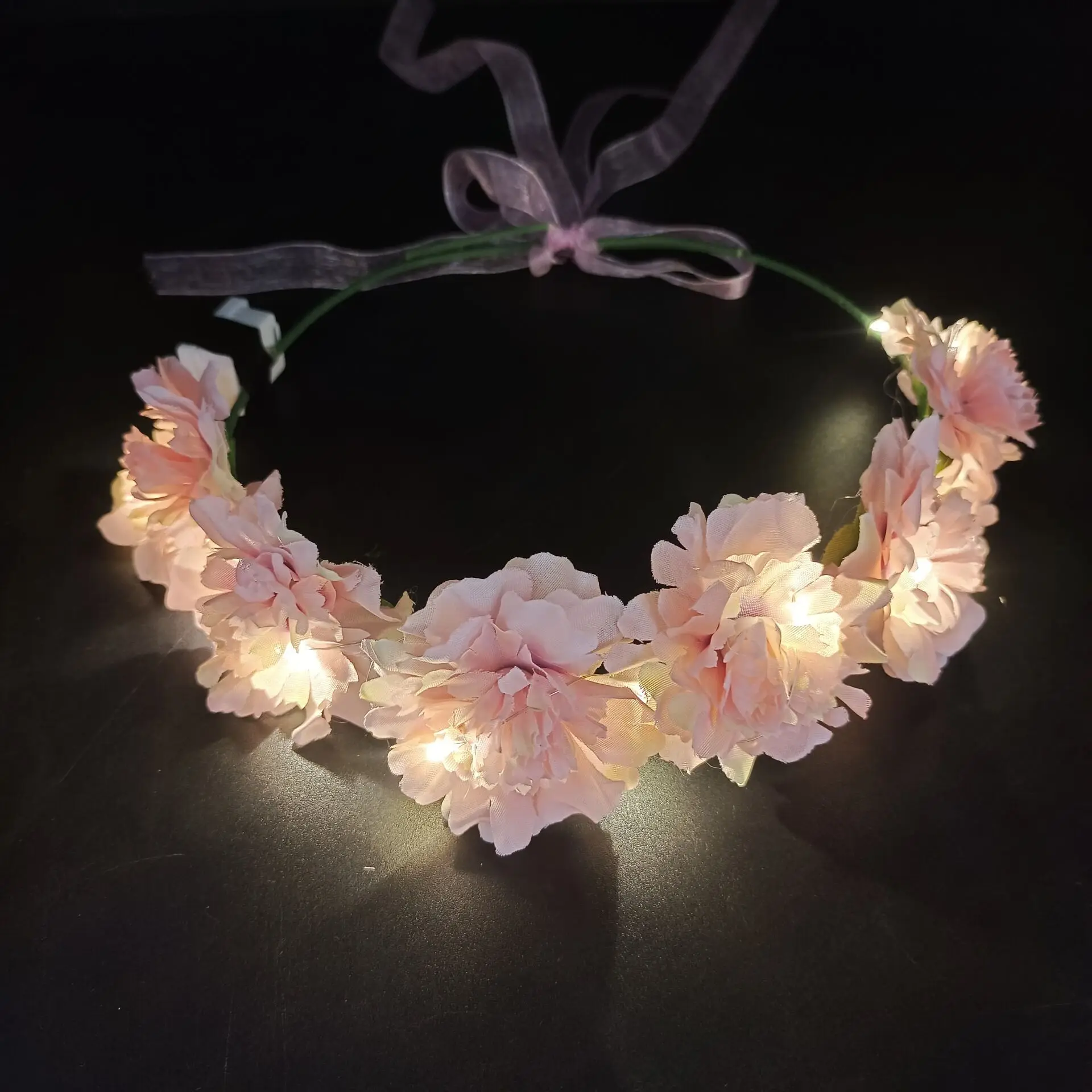 Women Girl Led Headband Glow Flower Crown Wreath Birthday Gift Festival Wedding Party Favors Hair Accessories Garland Decoration