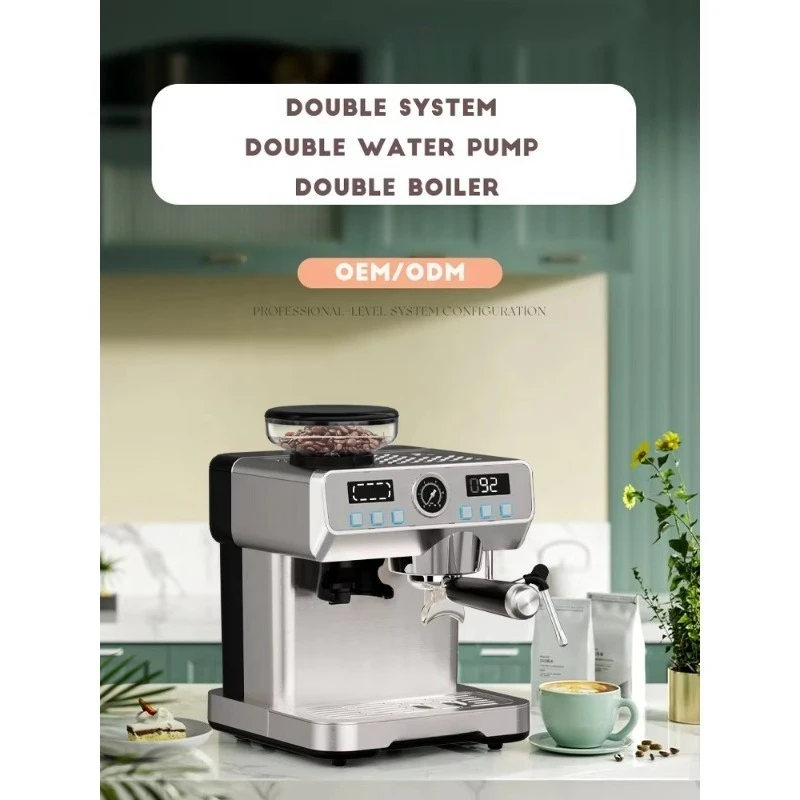oo-New arrival Metal Professional Espresso Machine 20 Bar Commercial Espresso Machine With Grinder for Household Hotel