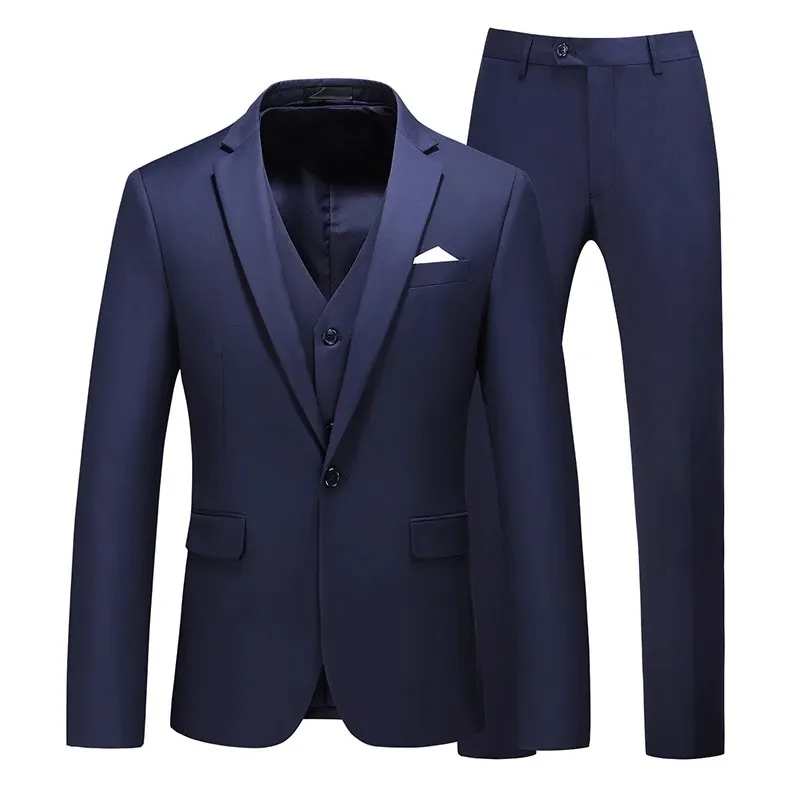 2023 Men\'s Business Fashion High Quality Gentleman Black 3 Piece Suit Set / Blazers Coat Jacket Pants Classic Trousers Vest