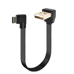 Płaski kabel do transmisji danych USB typu C, 90 stopni kabel płaski do USB 2.0 kąta metrycznego, 0.1M/0.2M/0.5 M/1M, lewy, prawy, w górę i w dół, USB-C