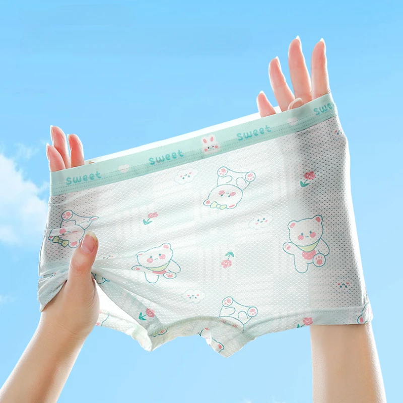 

Summer Kids Thin Mesh Breathable Panties for Girls Cute Print Knickers Baby Soft Antibacterial Briefs 3+y Young Child Underwears