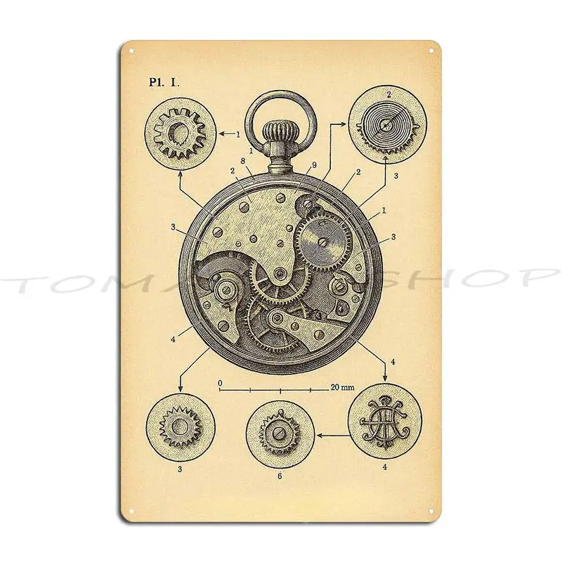 Mechanism Clockwork Steampunk Watch Wheels Metal Plaque Poster Living Room Wall Cave Funny Home Customized Tin Sign Poster