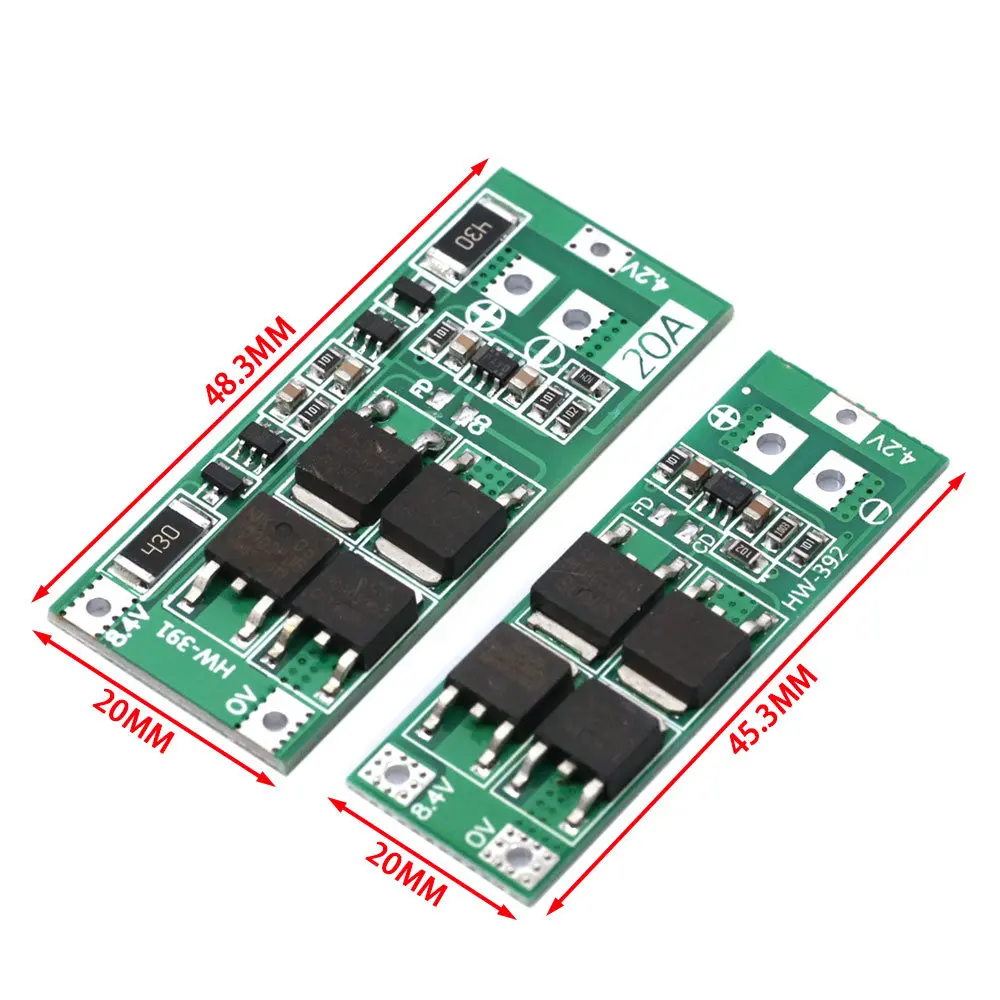 2S 20A 7.4V 8.4V 18650 Lithium Battery Protection Board/BMS Board Standard/Balance For DIY