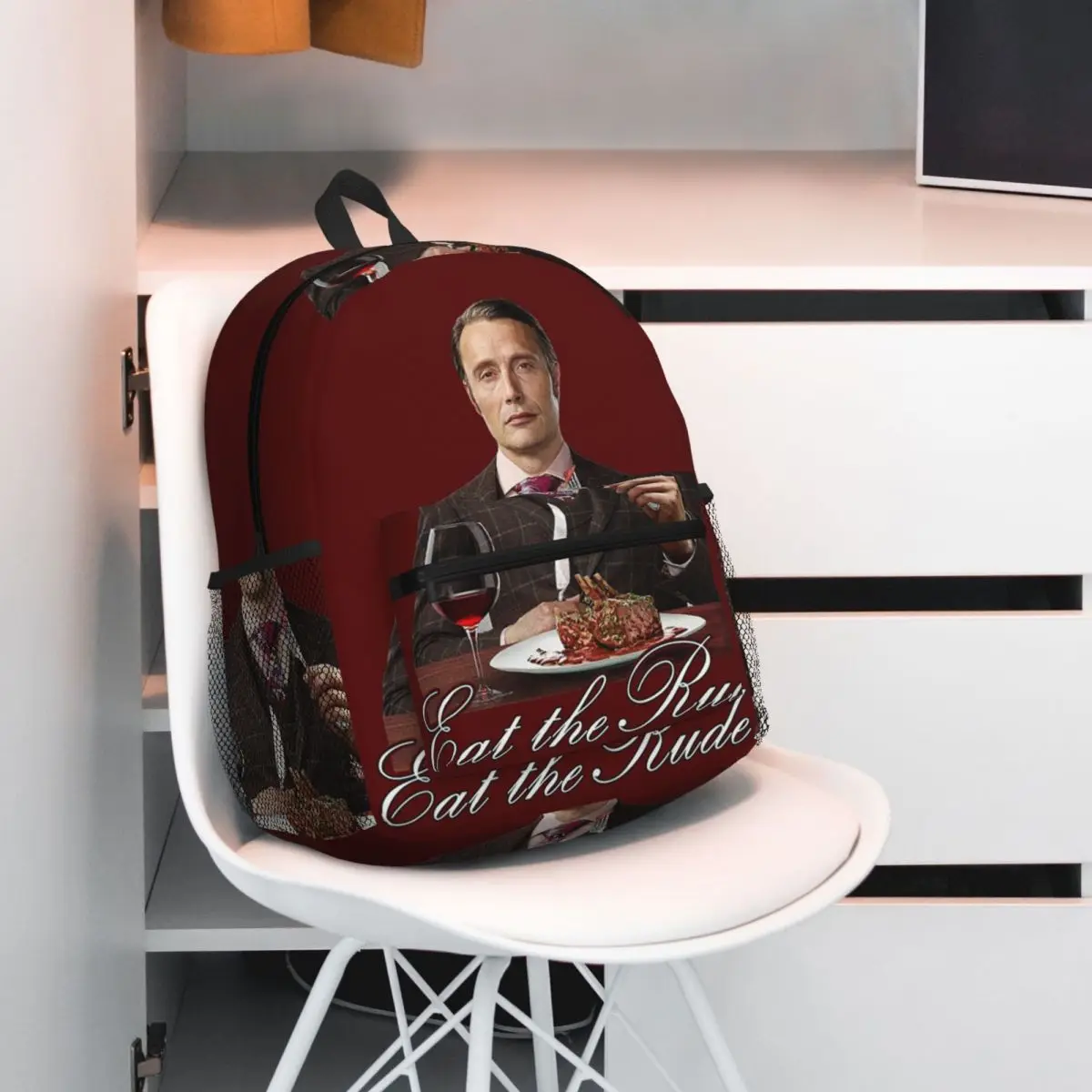 Mads Mikkelsen Hannnibal  Eat The Backpack Daypack Large Capacity Kids BookBag School Bag Shoulder Bags for Men Women