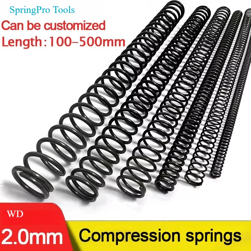 High Carbon Compression Coils for Industrial Machinery & Automotive-2.0mmWD 100-500mm Length 65MN Steel Long Springs 10-30mmOD