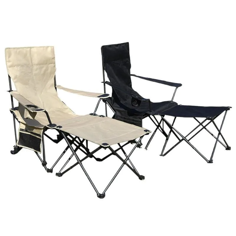 Dual-purpose portable metal folding armchair outdoor camping foot fishing lunch break reclining chair