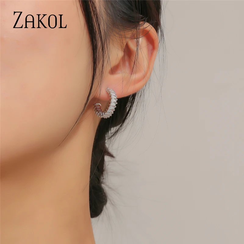 Zakol-女性のためのトレンディなイヤリング,キュービックジルコニア,ジルコニア