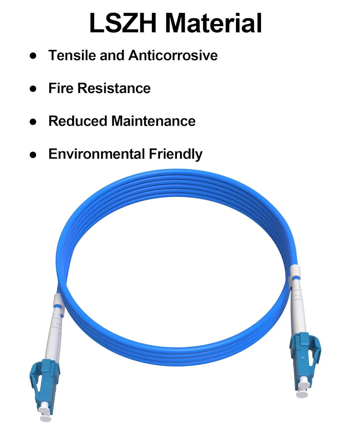 VANDESAIL Armored Single Mode Fiber Optic Cable | OS2 LC to LC Duplex SMF 9/125µm, 1G/10G, LSZH 1-3M(3-9fT)- 1 Pack