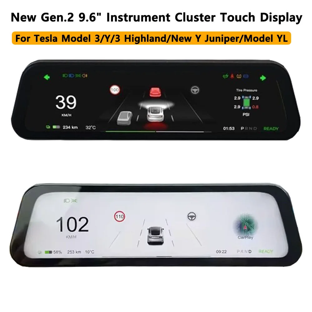 Gen 2 9.6inches Instrument Display for Tesla Model Y 3 YL Blind Spot Reminder OTA Upgrade New Model 3 New Y Juniper Dashboard