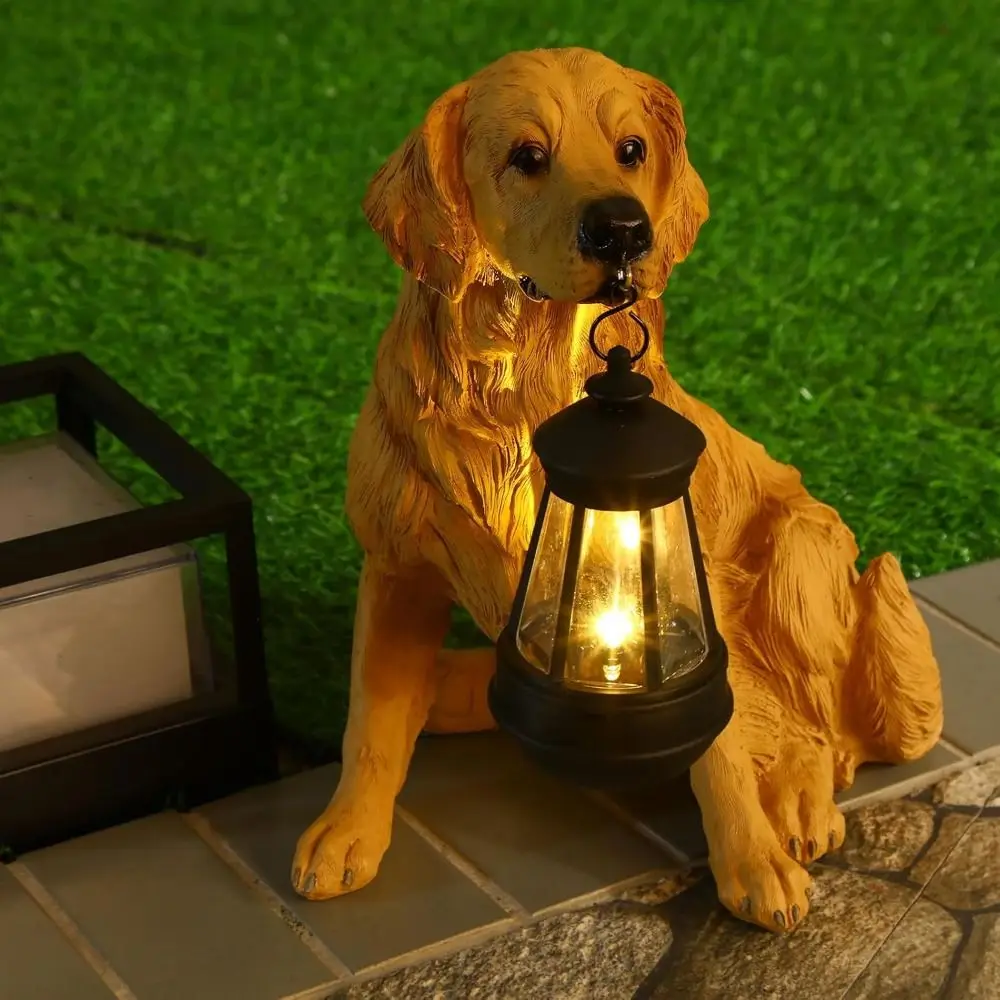 

Creative Resin Dog Sculpture Waterproof Windproof Solar Dog LED Light Weather-Resistant Decorative Outdoor Dog Sculpture