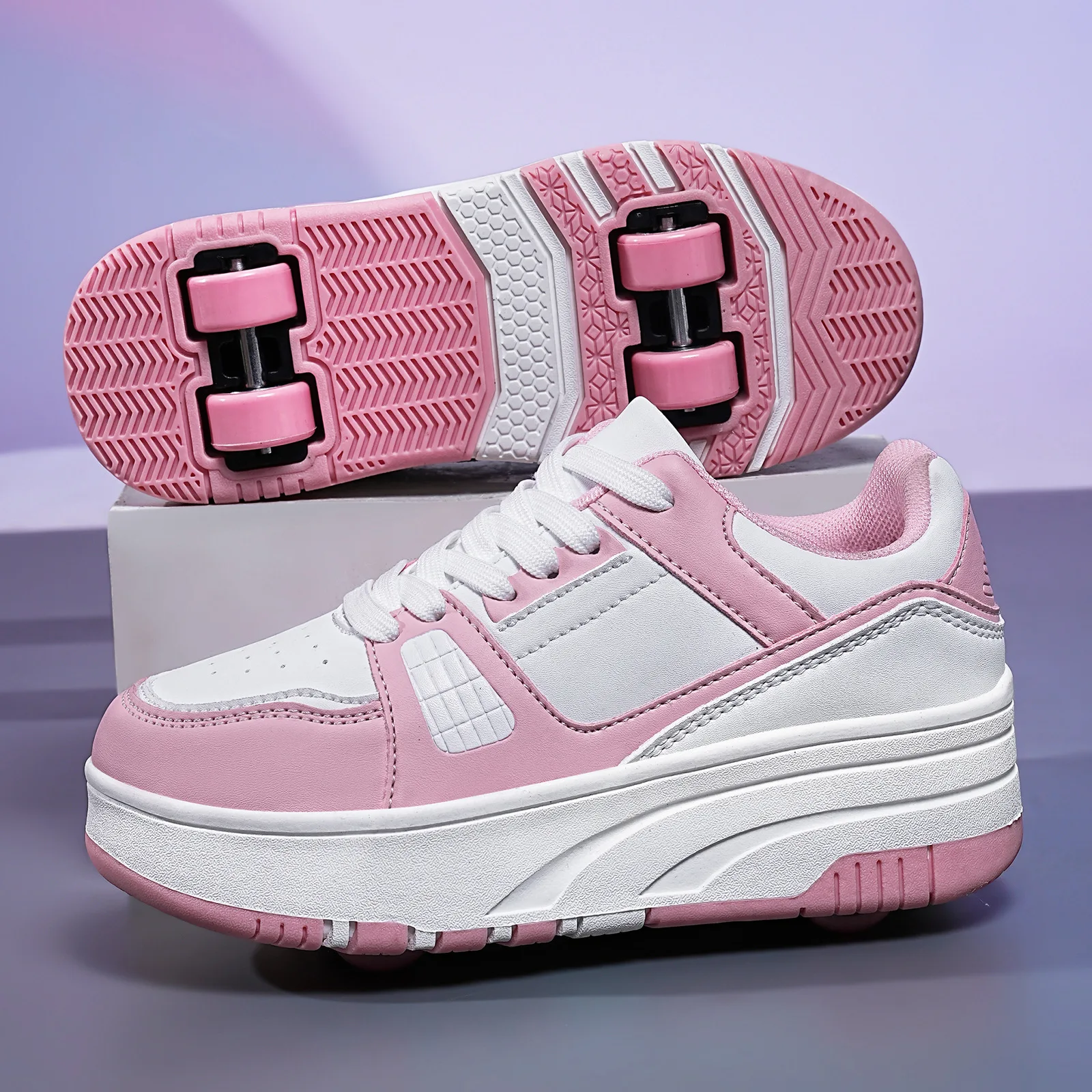 Children's Walking Shoes, Two Wheeled Girls' Breathable Board Shoes, Outdoor Sports Ice Skates Shoes