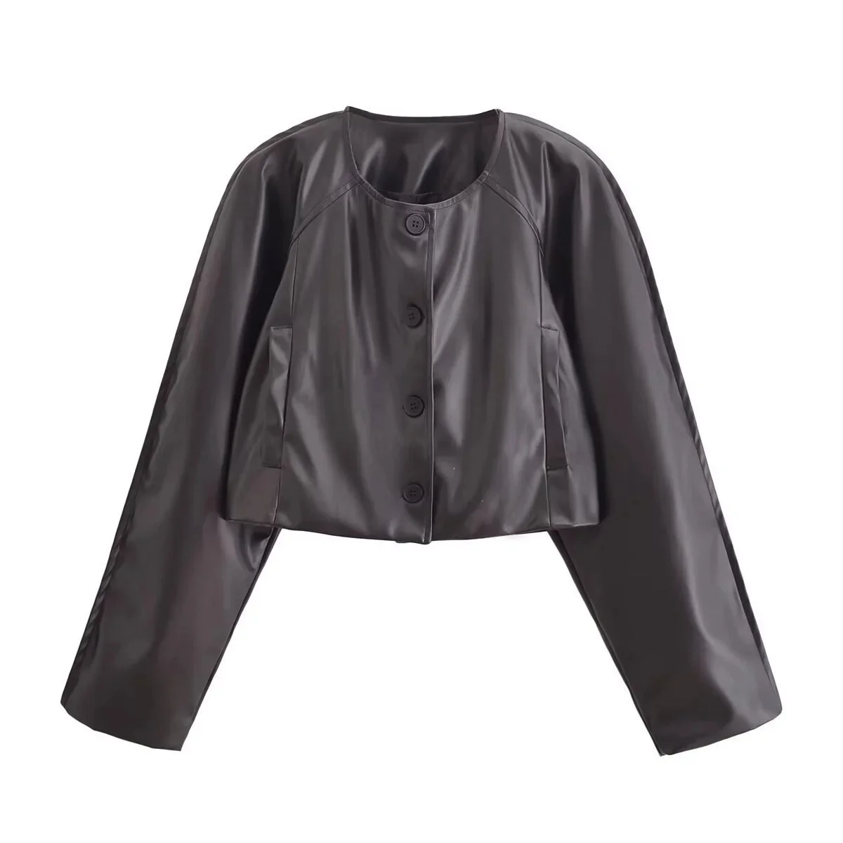 

High Street Leather Set Women Laple Full Sleeves Single Breasted Jacket PU Female Trousers Sets 2024 Autumn Fashion Lady Suits