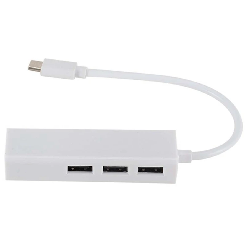 TYPEC To USB2.0 100Gbe Network Card Hub Lan Rj45 Ethernet Network Adapter 3 Port USB 2.0 Replacement Spare Parts Accessories