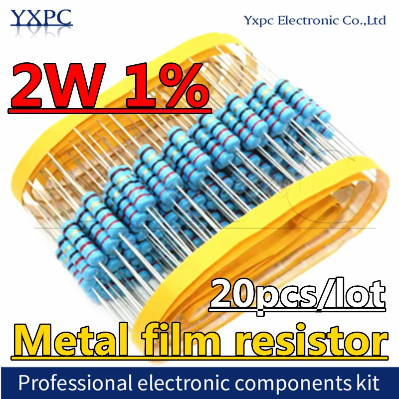 

20pcs 2W Metal film resistor 1% 1R ~ 1M 0.1R 2.2R 4.7R 10R 22R 47R 100R 220R 470R 1K 10K 100K 2.2 4.7 10 22 47 100 220 470 ohm