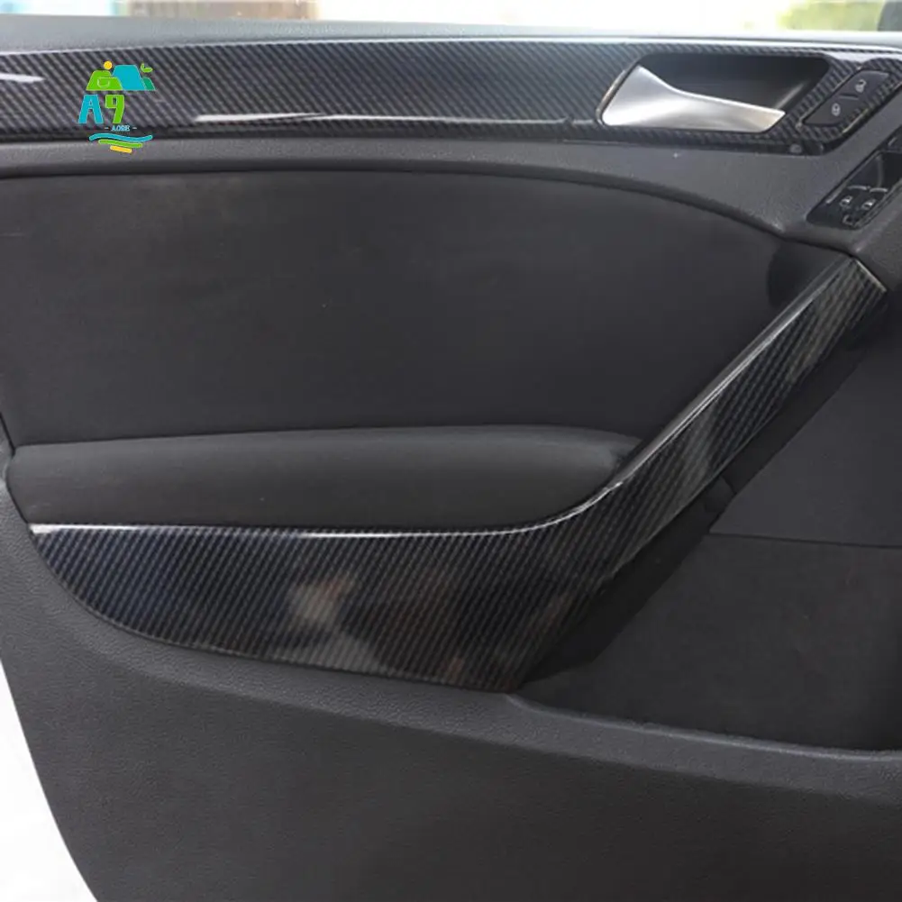 

A09E-Carbon Fiber Car Interior Door Armrest Pull Handle Strip Cover Trim For Golf 6 MK6 -2008-2012 Accessories