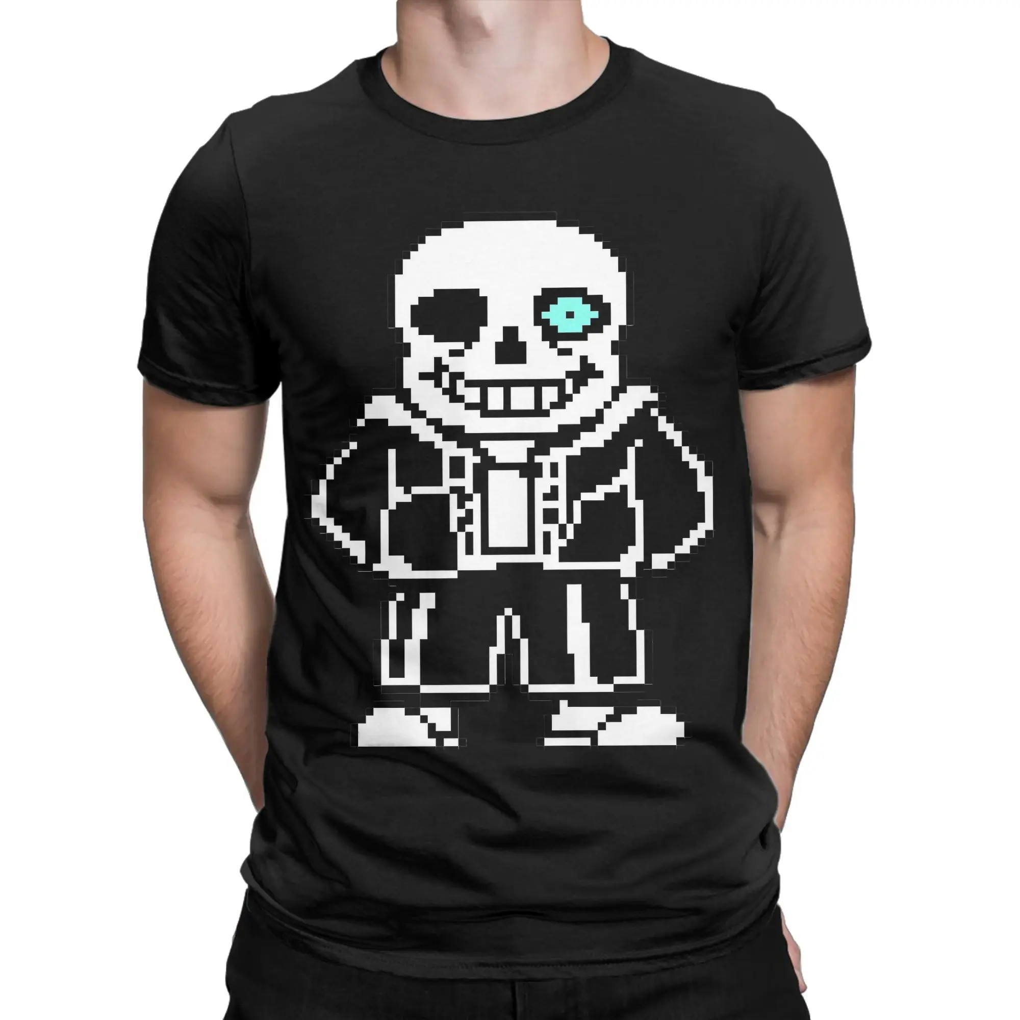 Undertales IV  Sans Game Skull T Shirt for Men Women 100% Cotton Leisure T-Shirt Round Neck Tees Short Sleeve Clothing Plus Size