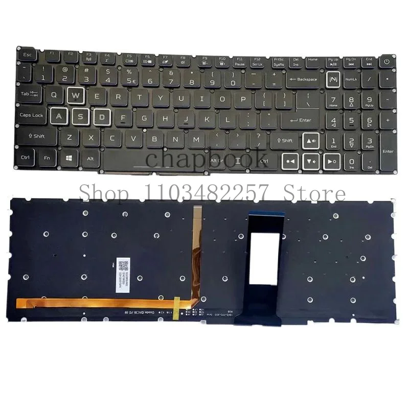 WYORESY NEW US keyboard with RGB backlit For ACER Nitro 5 N20C1 AN515-43 AN515-55-50V2 AN 517-51 N18C4