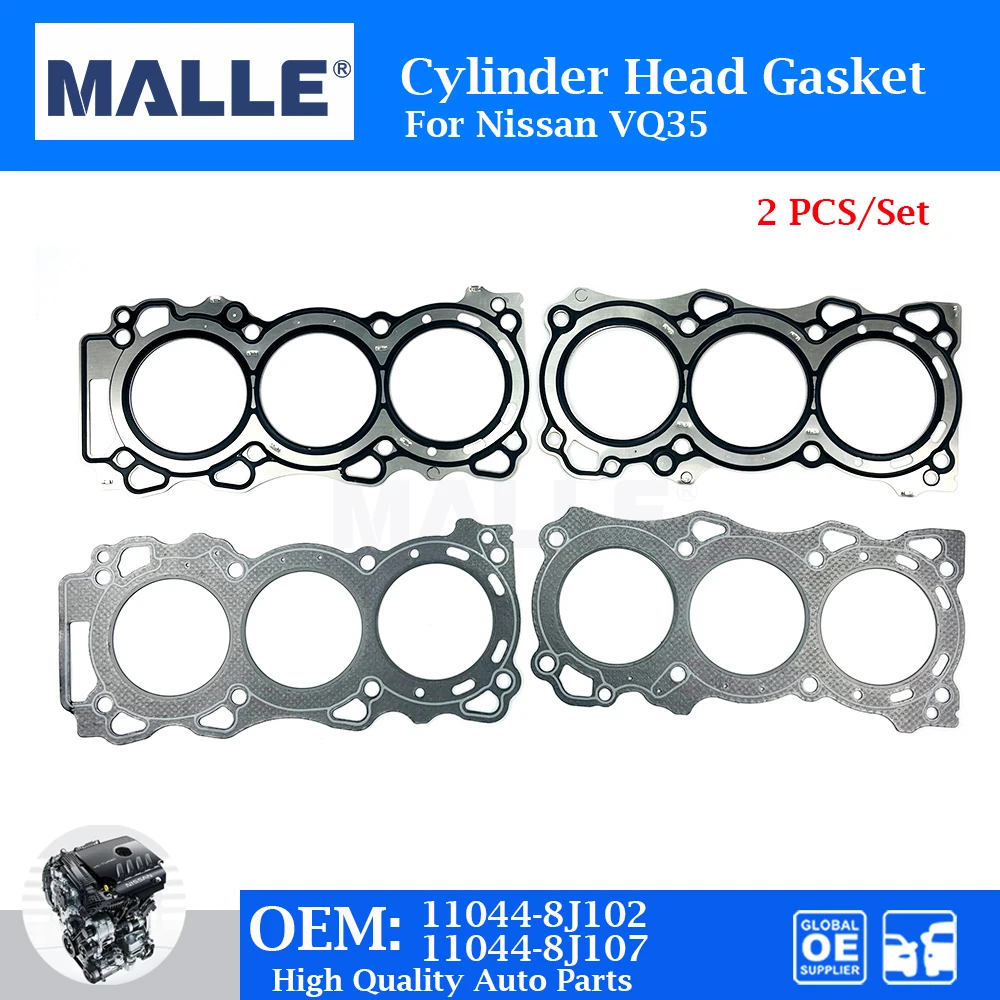 2 Pcs/Set Engine Cylinder Head Gasket VQ35 For Nissan Old Teana 3.5 Offer 24V VQ35DE Car Accessories 11044-8J102 11044-8J107