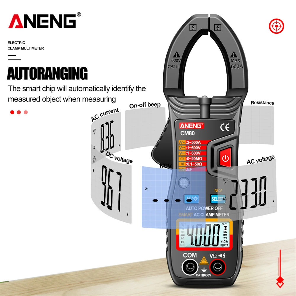 Smart Digital Clamp Meter Multimeter CM80 500A AC Current Resistance AC/DC Voltage Diode Non-contact Induced Voltage Tester Tool