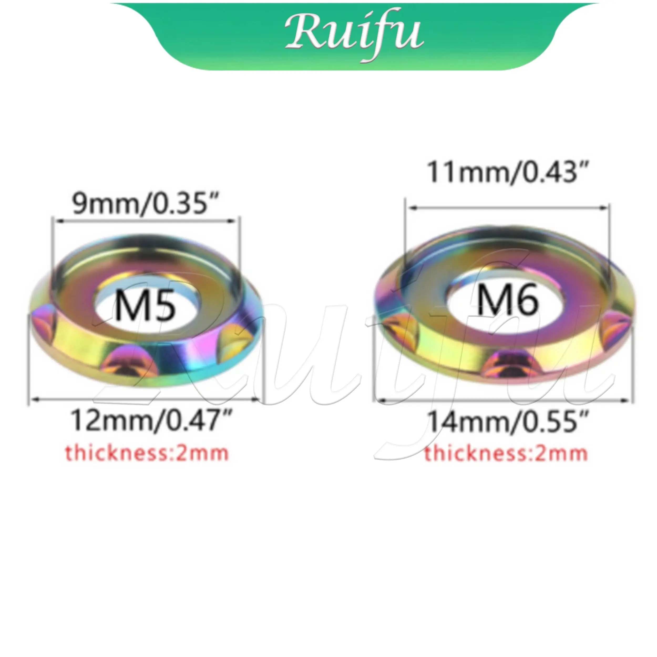 Ruifu Titanium Washers  M5 M6 M8 M10 Fancy Decorative Step Gasket Spacer for Bike Motorcycle Car