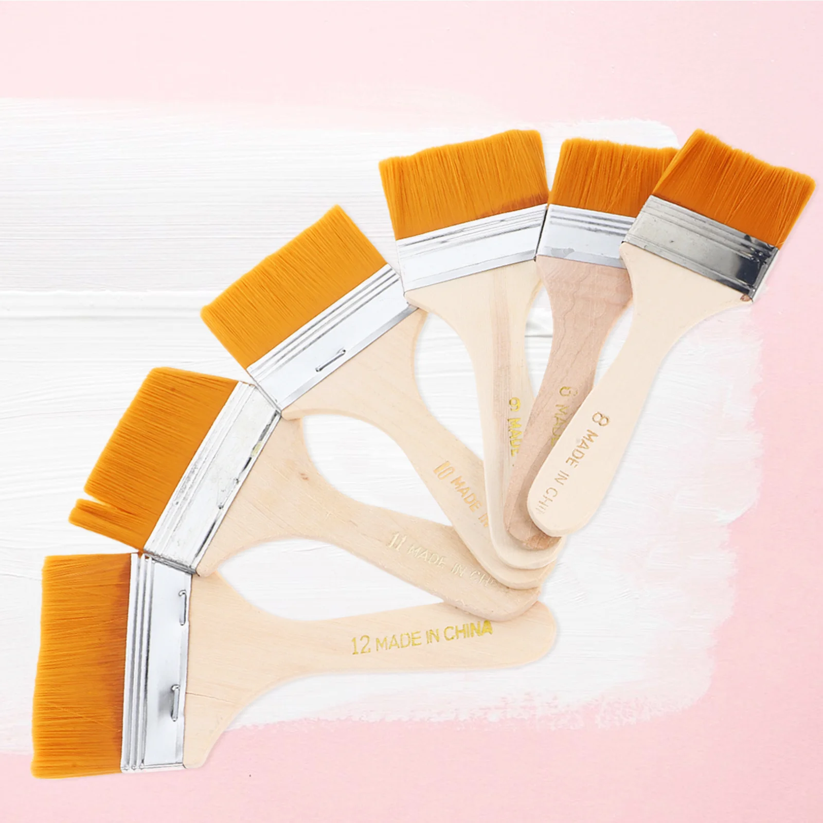 

1Set Children Graffiti Brush Set 12 Flat Nylon Hair Wooden Penholder Oil Acrylic Painting Brushes Art Supplies