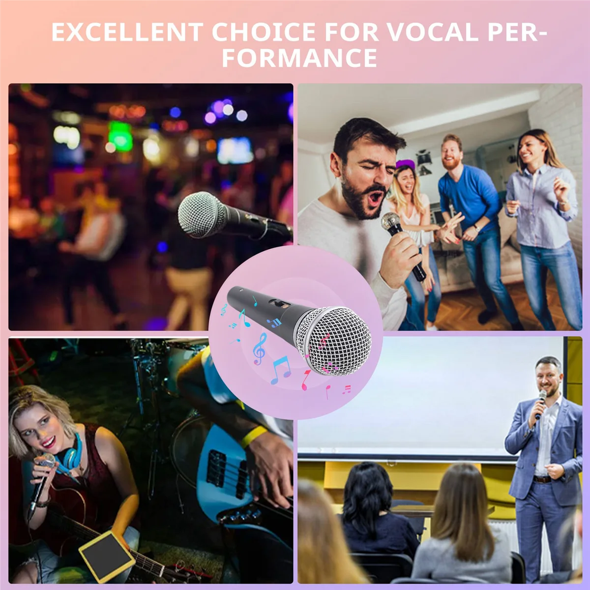 สําหรับคาราโอเกะ Vocal Music Performance ไมโครโฟนคาราโอเกะมือถือ Professional ไมโครโฟนแบบไดนามิกแบบมีสาย Clear Voice Mic