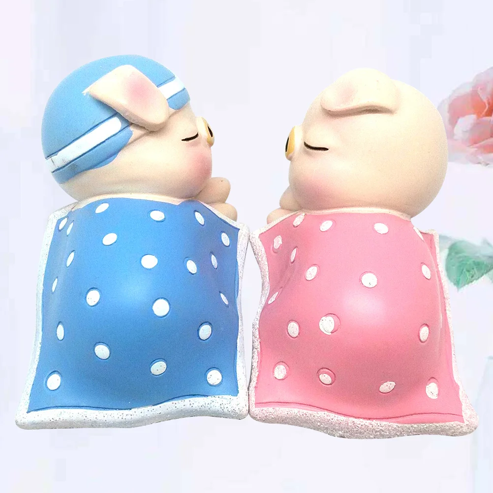 

1Pair Sleeping Pig Resin Couple Decorative Craft Creative Home Interior Decor Lovely Animal Ornament Gift for Collectors