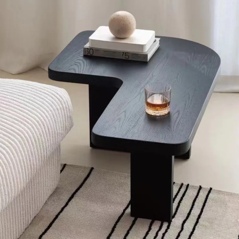 Black Solid Wood Special-shaped Combination Nordic Simple Living Room Home Small Apartment B & B Wabi Sandy Wind