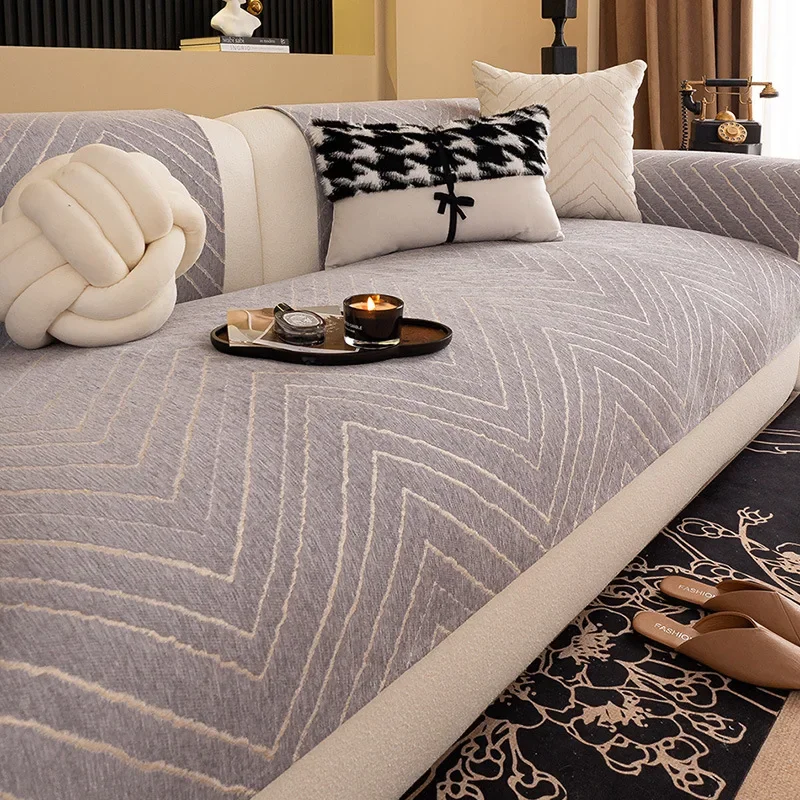 Sofa Cover Minimalist Geometric Fixed Anti Slip Sofa Cushion All Season Universal Washable Durable Soft Home Living Room Decor