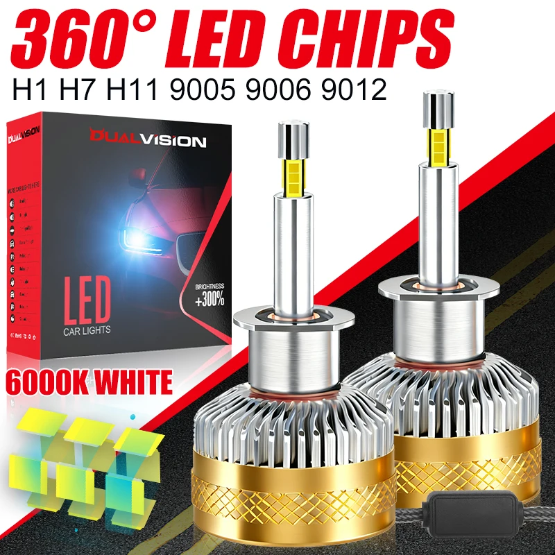 

Светодиодные лампы H7 H1 H11 360 CSP для проекционных линз 6000K 12V, автомобильные фары H8 H9 HB3 9005 HB4 9006 Hir2 9012 LED Canbus, противотуманные фары