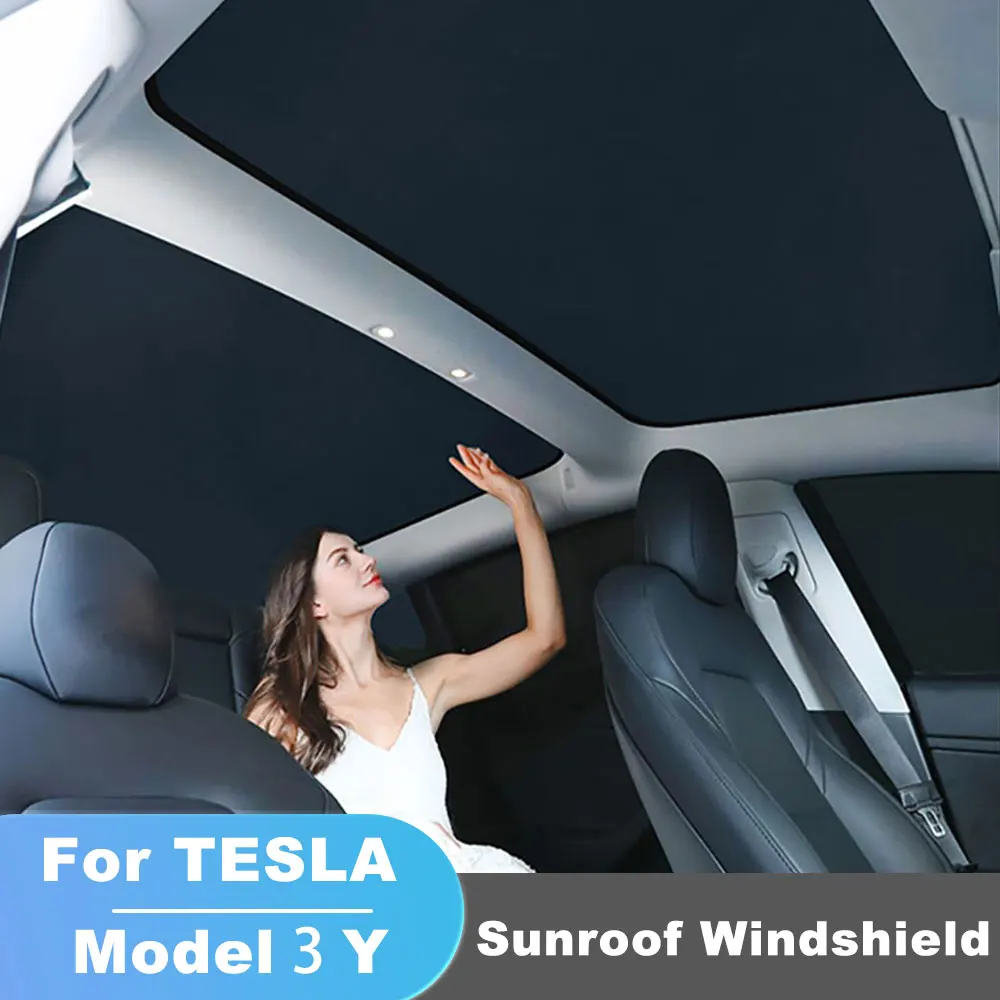 For Tesla Model 3 Y Split Upgrade Buckle Sun Shades Glass Roof Sunshade Front Rear Sunroof Windshield Skylight