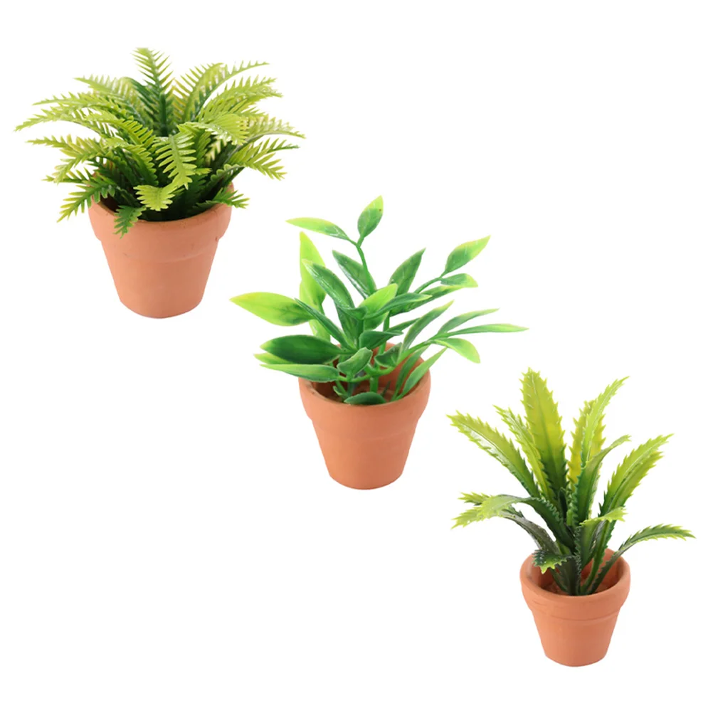 

3 Pcs Mini Potted Plant Garden Bonsai Shape Decor Model Landscaping Ornament House DIY