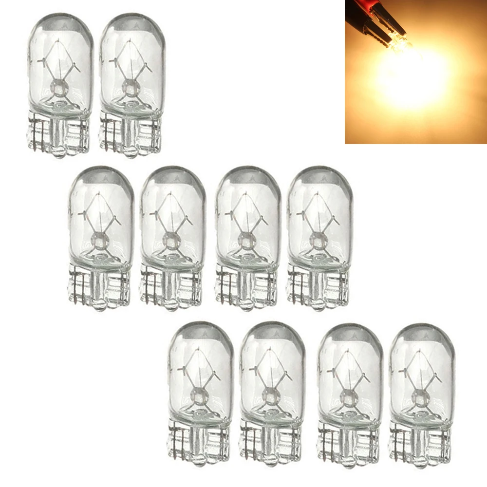 10pcs Car T10 Halogen 3W 194 158 Wedges 12V Auto Lamp White Bulbs Instrument Light Reading Lights Clearance Lamp Accessories