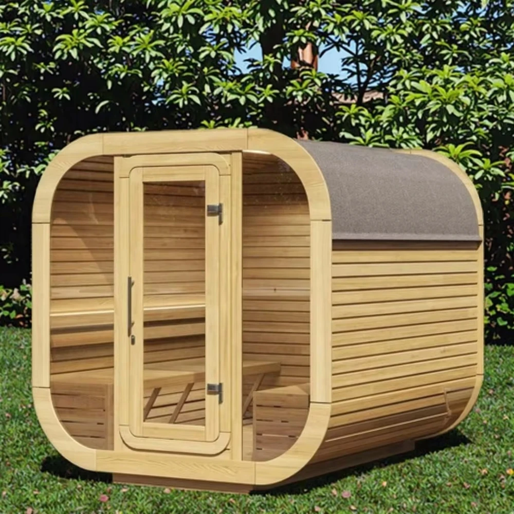Outdoor Solid Wood Garden, Red Cedar Sauna And Shower Room