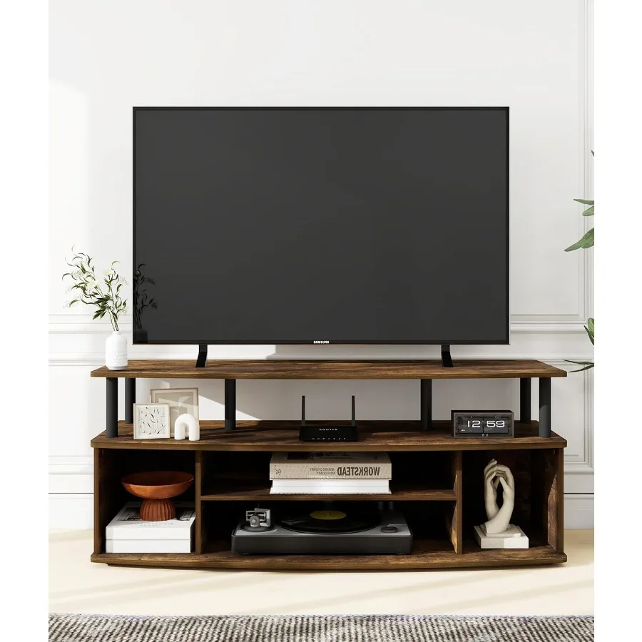 

TV Stands for Living Room Entertainment Center for TV up to 55 with Two Storage Shelves Modern Media Console Table Walnut Brown