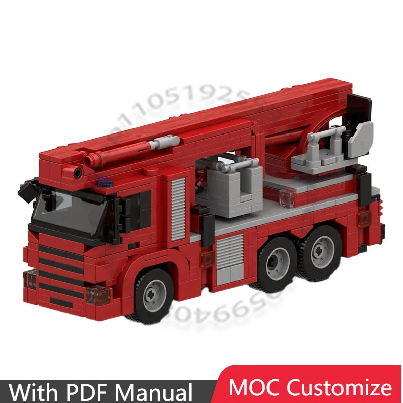 

584 детали: Гоночный пожарный автомобиль на воздушной платформе MOC, модульный конструктор, развивающая технологичная игрушка, подарок на праздник, сделай сам