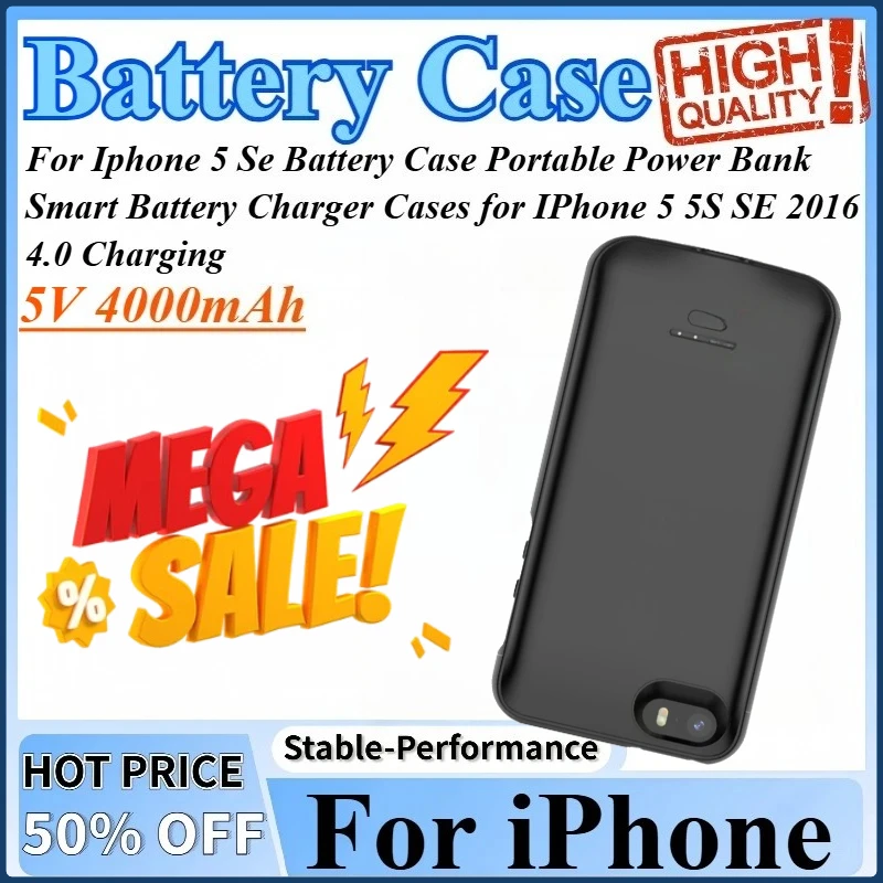 

5V 4000mAh Power Bank For IPhone 5 5S SE 2016 4.0 ChargingPortable Smart Battery Charger Cases For Iphone 5 Se Battery Case