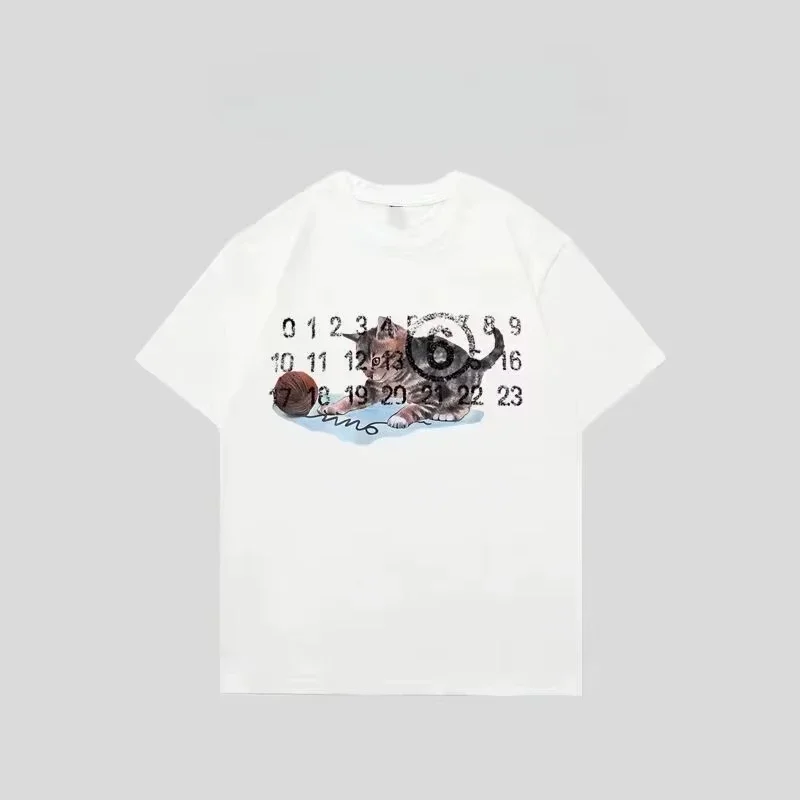 2026 Autumn_Winter New Style Fashion Cat Calendar Print T-Shirt Loose Sport Short Sleeve Unisex Loose T-Shirt