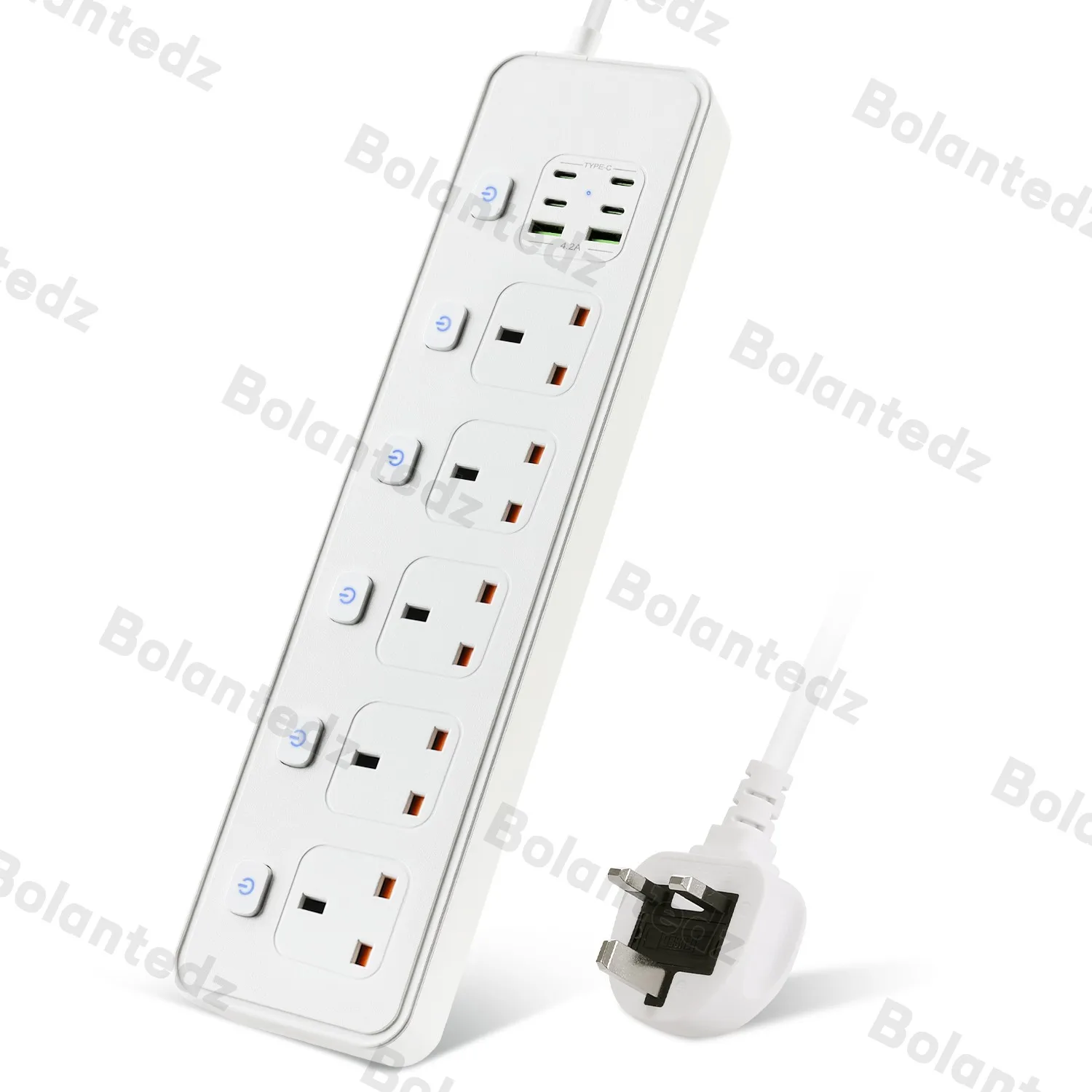 Extension Desktop 4/5 AC UK Output socket UK Plug Power Strip With USB Type-C 2m Cable 3250W 13A 250V UK Standard Sockets