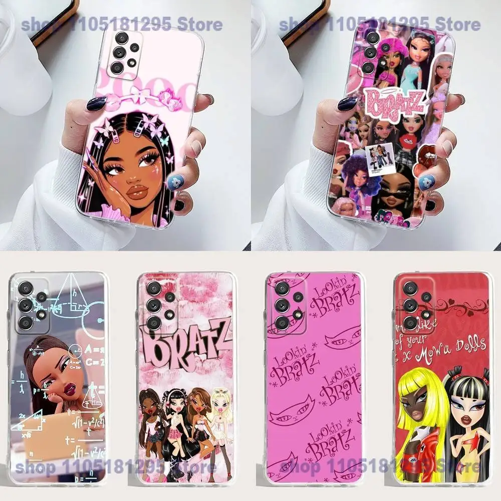 

Lovely Doll B-Bratz Phone Case Silicone For Samsung S23,21,22,20 FE lite,S10,9,PIus,A70,Soft Transparent