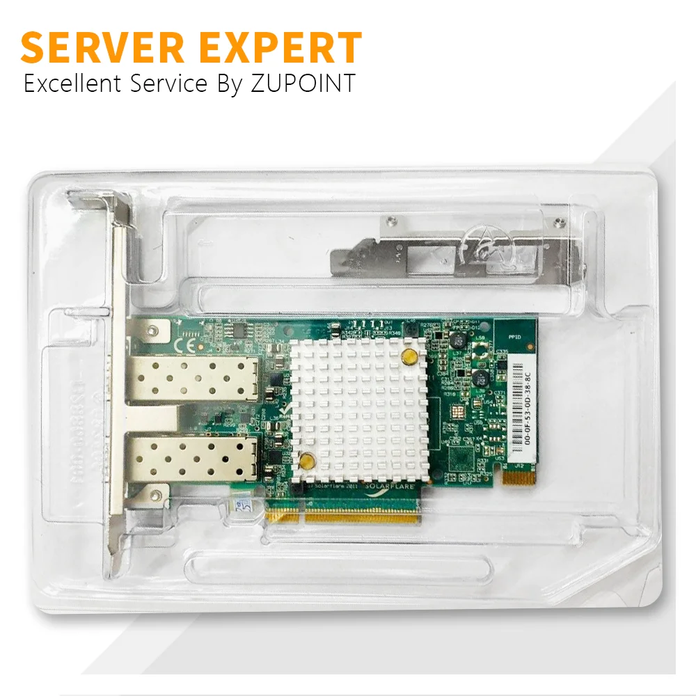 Adaptador Ethernet ZUPOINT Dual Port, placa de interface de rede, Solarflare SFN6122F, SF329-9021-R7, 10 Gbps, SFP + PCIe