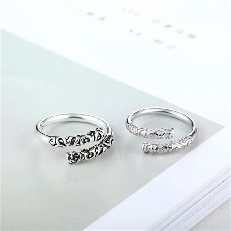 New Creative Gold Hoop Stick 925 Sterling Silver Jewelry Wukong's Weapon Simple Personality Women Gift Opening Rings R344